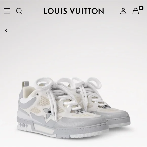 Louis Vuitton White and Gray Men's Sneakers - Picture 8 of 9